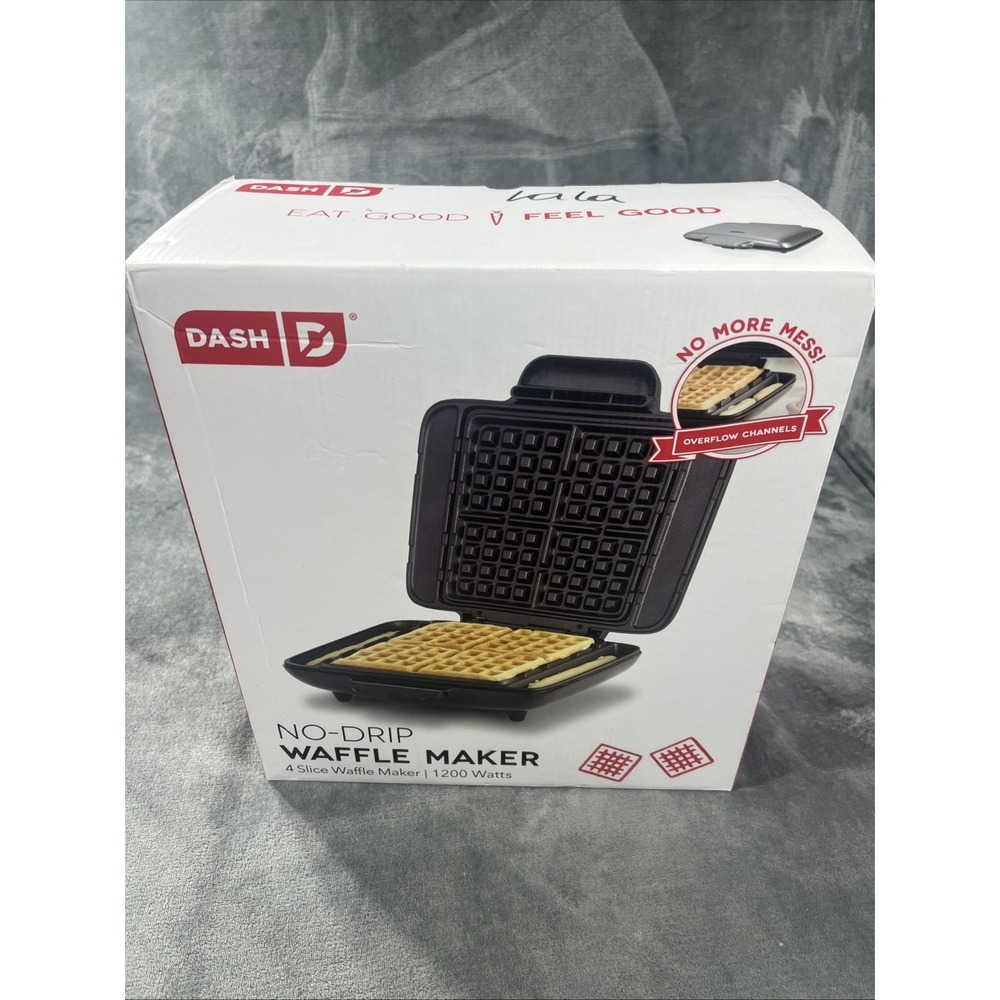 Dash No Drip Waffle Maker Non-Stick Easy Wipe Clean 1200 Watt Black Graphite NEW - Picture 3 of 10